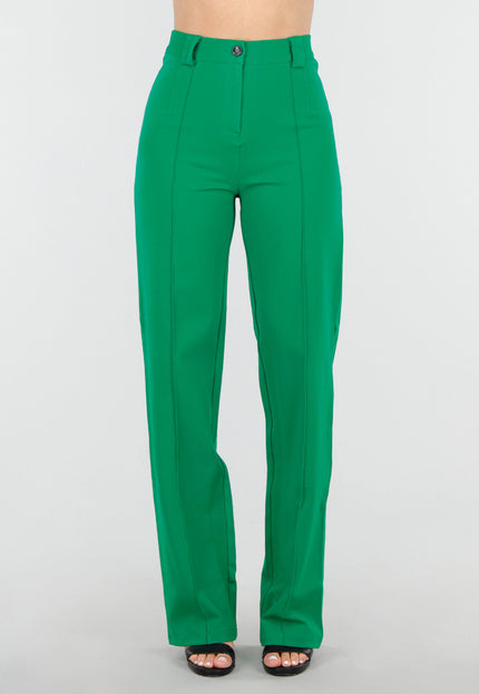 OP=OP.AV.12 Groene Elastische Straight Leg Pantalon
