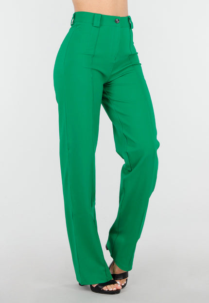 OP=OP.AV.12 Groene Elastische Straight Leg Pantalon