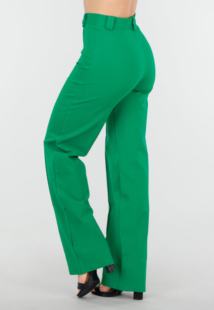 OP=OP.AV.12 Groene Elastische Straight Leg Pantalon