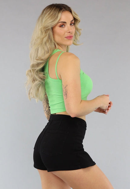 NEW2404 Lichtgroene Top met Uitsnede in Cropped Model