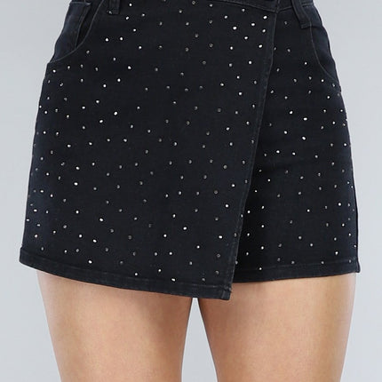 NEW2405 Zwarte Glitter Skort