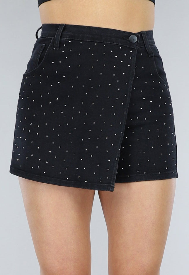 NEW2405 Zwarte Glitter Skort