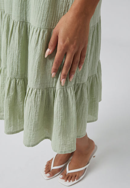NEW240626 Mintgroene Mousseline Jurk