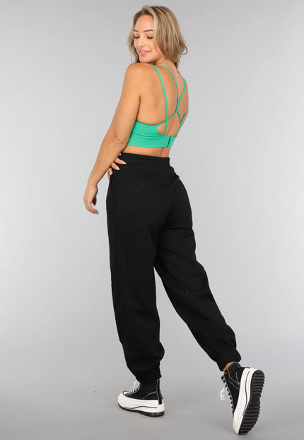 NEW2407 Groene Sporttop met Pads en Gekruiste Rug