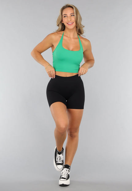 NEW2407 Padded Groen Sporthemd met Halter Hals