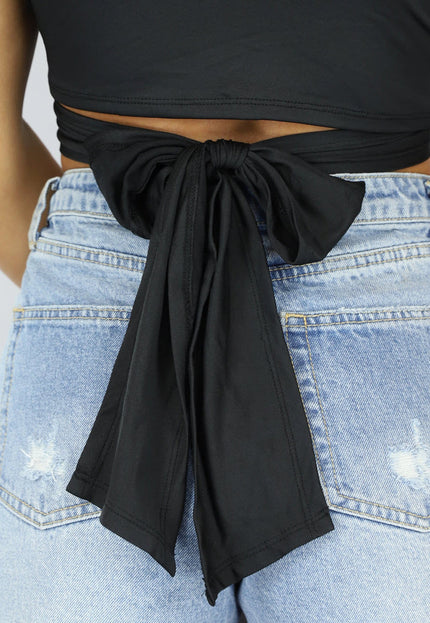 NEW2407 Zwarte Overslag Top