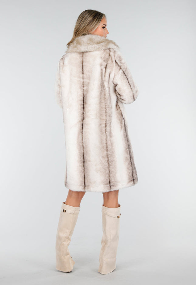 WINTER Beige Bontjas met Revers