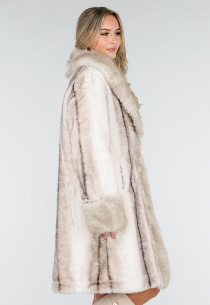 WINTER Beige Bontjas met Revers