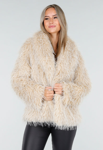 WINTER Beige Fluffy Bontjas