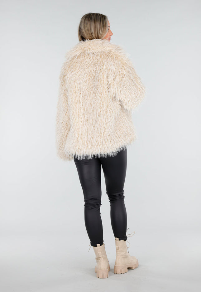 WINTER Beige Fluffy Bontjas
