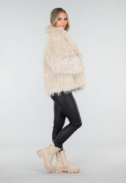 WINTER Beige Fluffy Bontjas