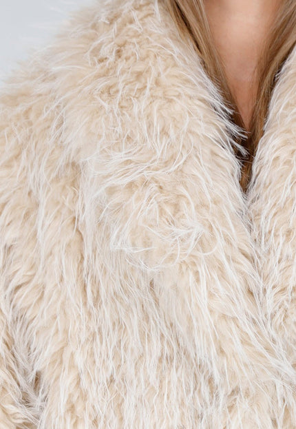 WINTER Beige Fluffy Bontjas
