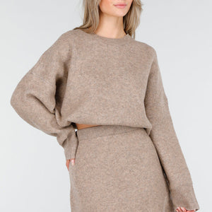 NEW240925 Beige Gebreide Set