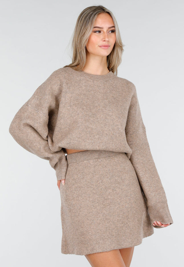 NEW240925 Beige Gebreide Set