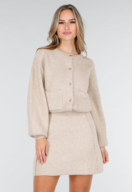 NEW240925 Beige Gebreide Two-Piece Set