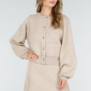 NEW240925 Beige Gebreide Two-Piece Set