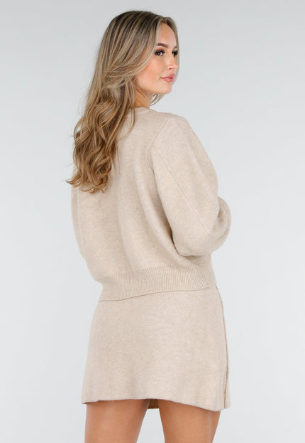 NEW240925 Beige Gebreide Two-Piece Set