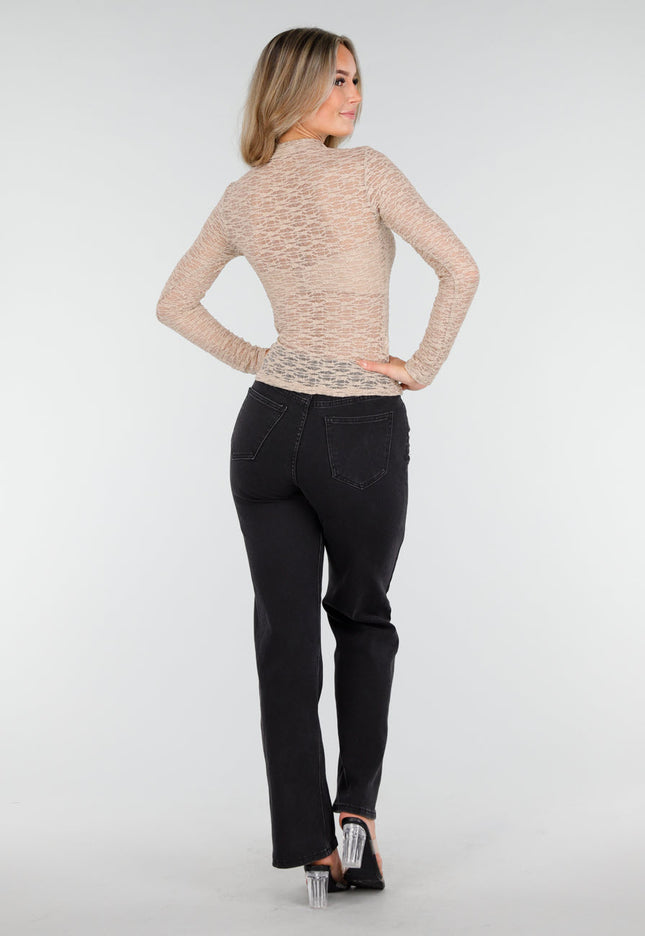 OP=OP.03.NL Beige Kanten Stretch Top