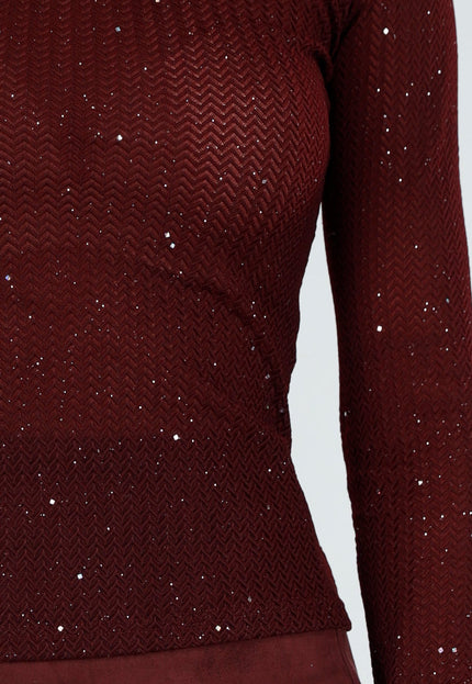 Bordeaux Top met Glitterdetails