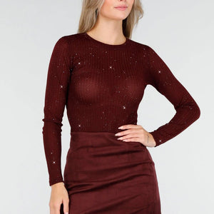 Bordeaux Top met Glitterdetails