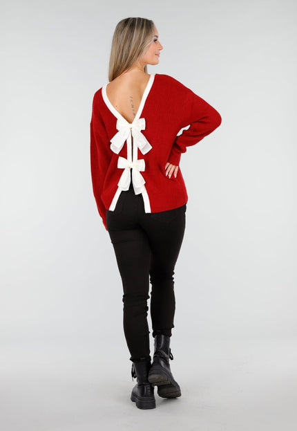 NEW240925 Bordeauxrode Gebreide Trui