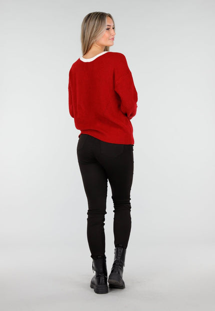 NEW240925 Bordeauxrode Gebreide Trui