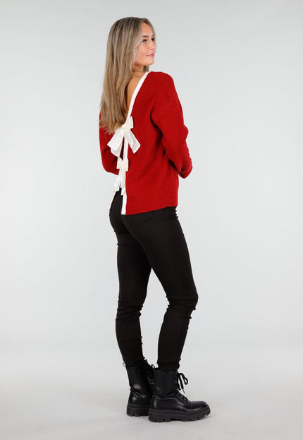 NEW240925 Bordeauxrode Gebreide Trui