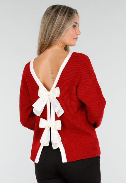 NEW240925 Bordeauxrode Gebreide Trui