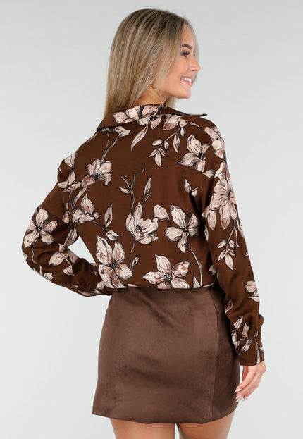 OP=OP.AV.10 Bruine Bloemen Blouse