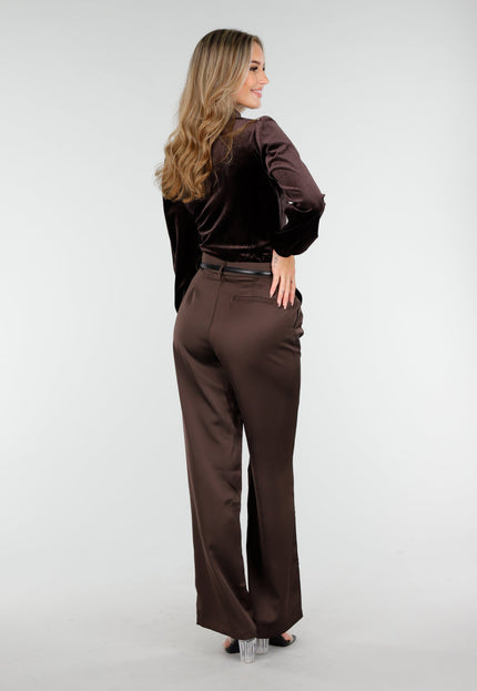 NEW240925 Bruine Fluwelen Stretch Top