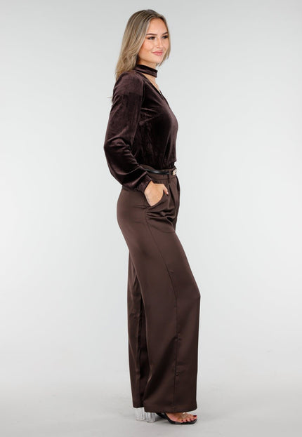 NEW240925 Bruine Fluwelen Stretch Top