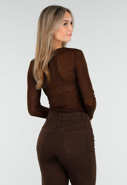Bruine Glitter Stretch Body