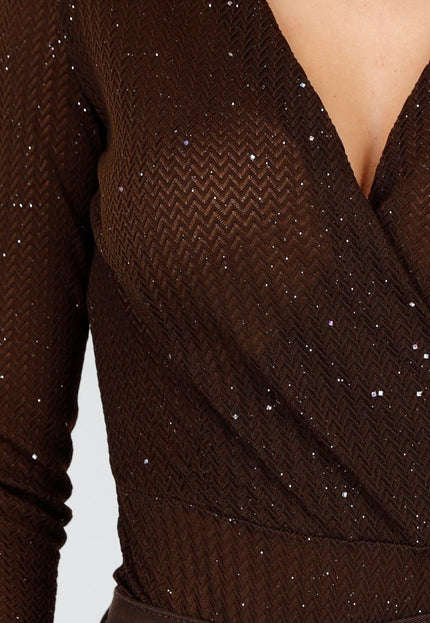Bruine Glitter Stretch Body
