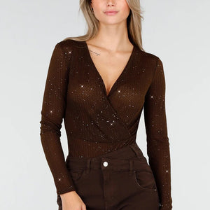 Bruine Glitter Stretch Body