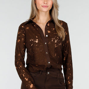 OP=OP.07.NL Bruine Kanten Blouse