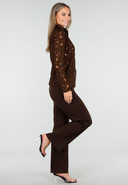 OP=OP.07.NL Bruine Kanten Blouse