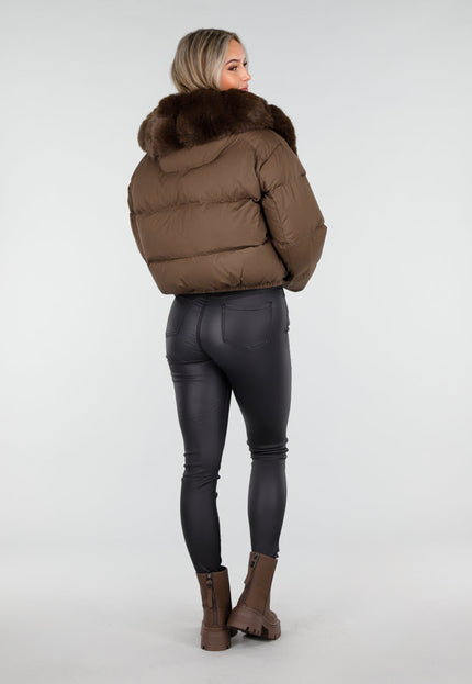 WINTER Bruine Pufferjas met Bontkraag