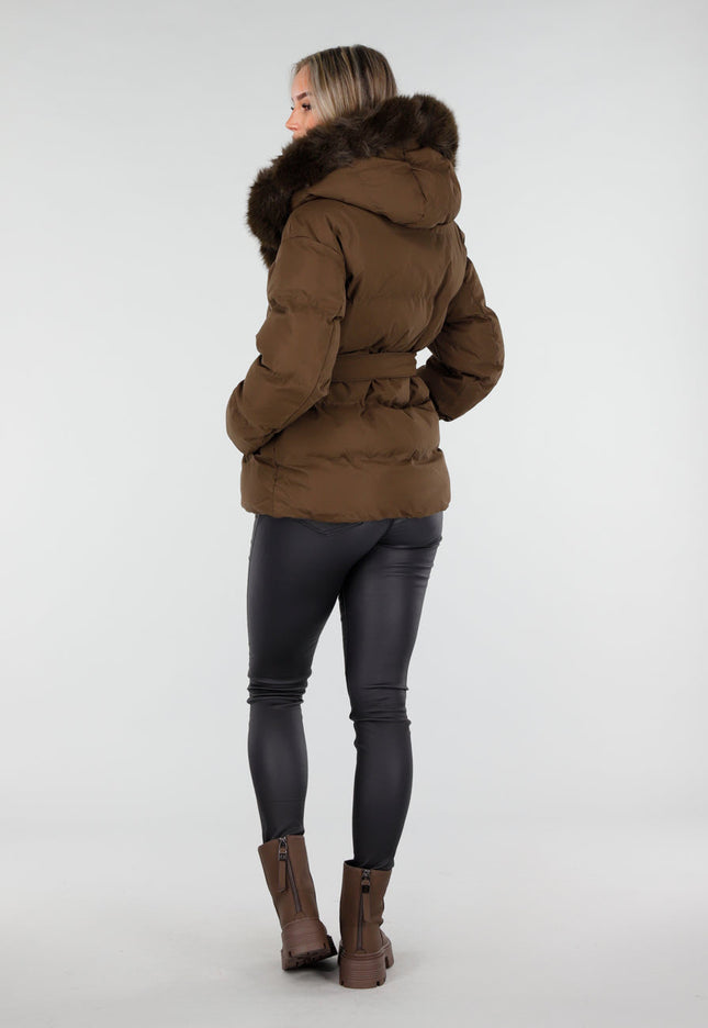 NEW240925 Bruine Pufferjas met Ceintuur