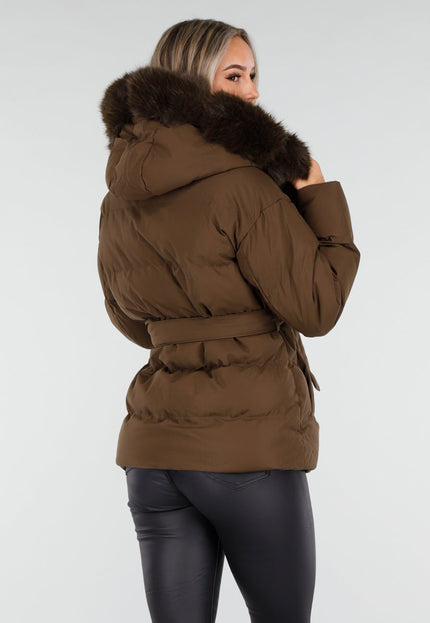 NEW240925 Bruine Pufferjas met Ceintuur