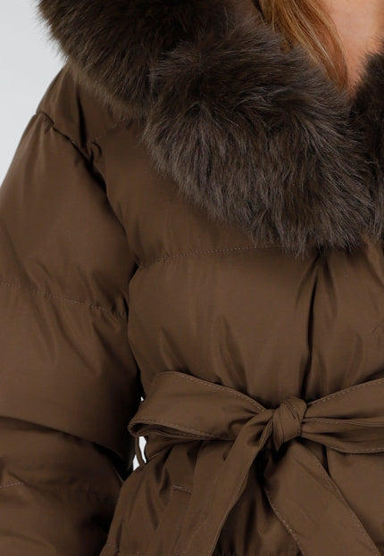 NEW240925 Bruine Pufferjas met Ceintuur