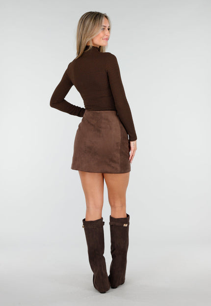 NEW240925 Bruine Stretch Col met Textuur