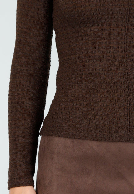 NEW240925 Bruine Stretch Col met Textuur