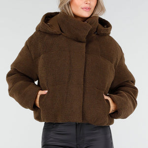 WINTER Bruine Teddy Puffer Jas