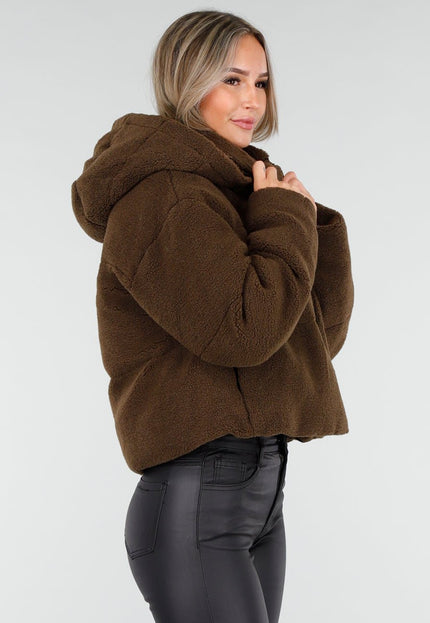 WINTER Bruine Teddy Puffer Jas
