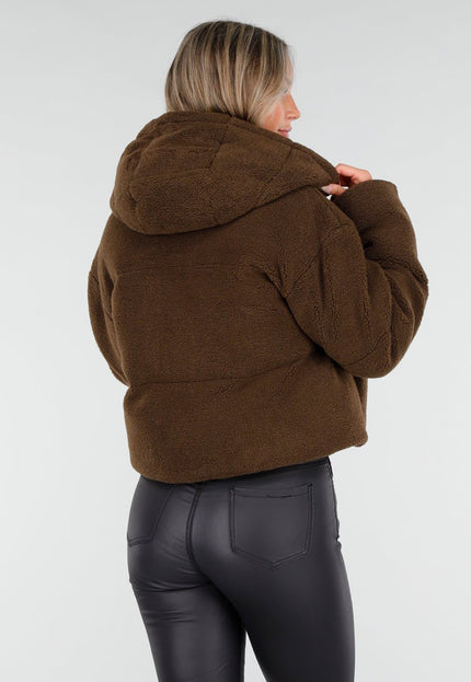 WINTER Bruine Teddy Puffer Jas