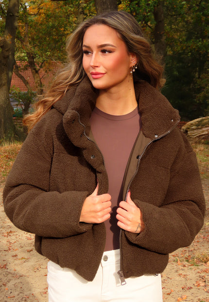 WINTER Bruine Teddy Puffer Jas