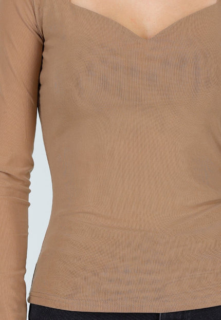 NEW240925 Camel Top Lange Mouw