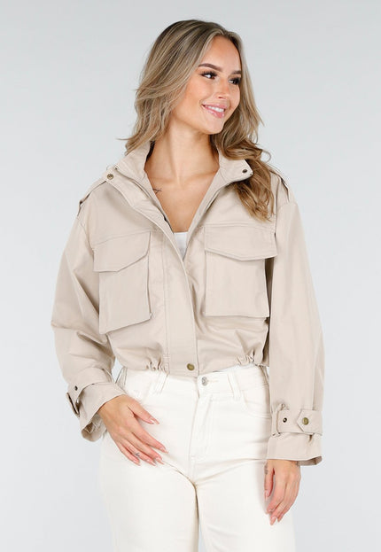 NEW240925 Cropped Jas in Licht Beige