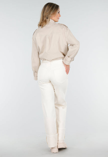 NEW240925 Cropped Jas in Licht Beige