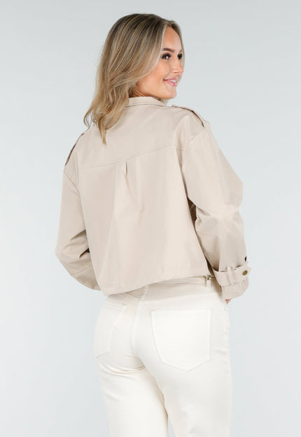 NEW240925 Cropped Jas in Licht Beige